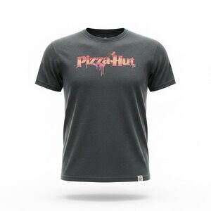 Pizza Hut Graphic TShirt Charcoal Grey Drip Logo Large Employee Uniform flaw